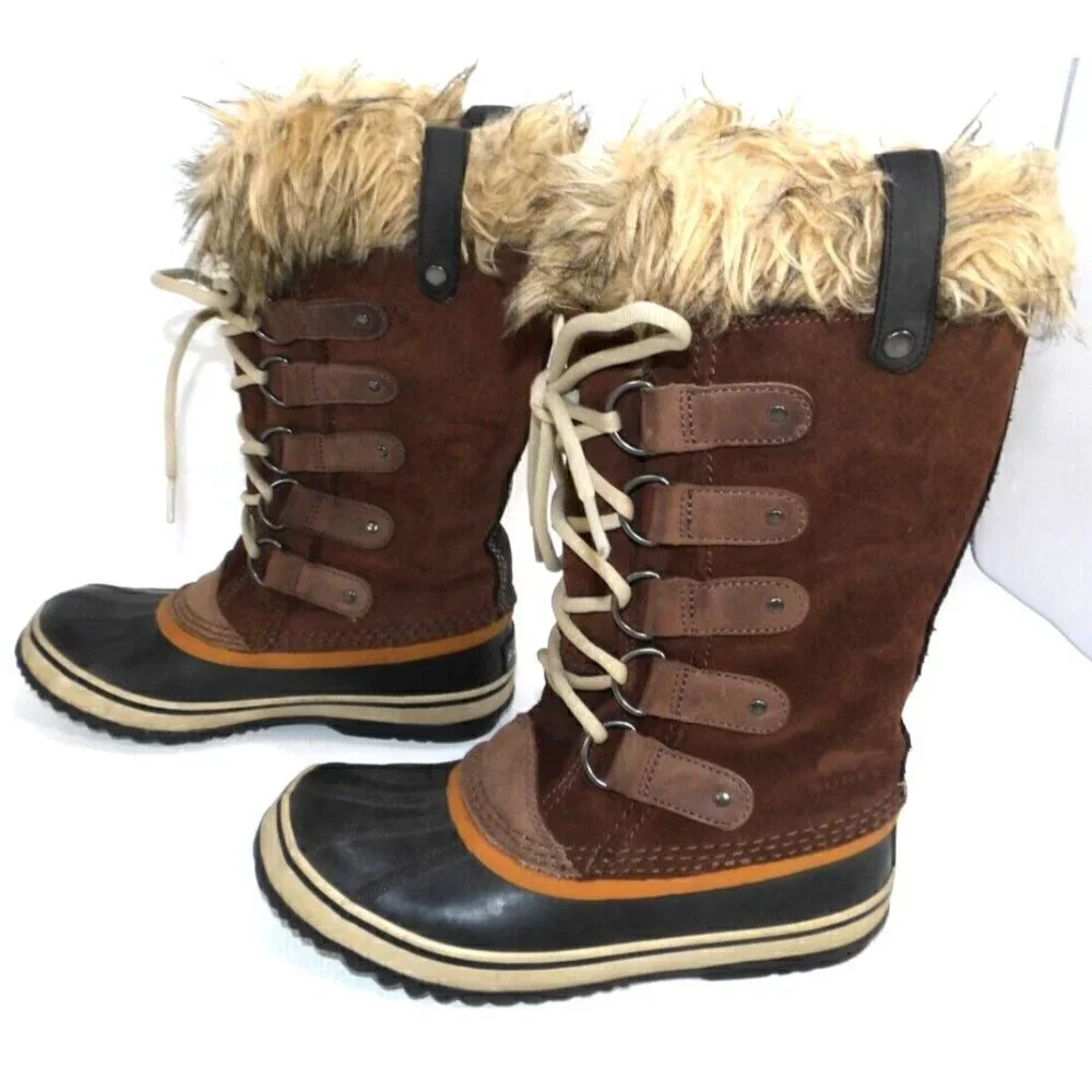 SOREL brown suede leather & rubber waterproof insulated winter boots women's 6